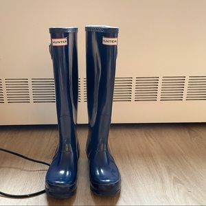 Hunter Refined Slim Fit Tall Rain Boots Navy Blue